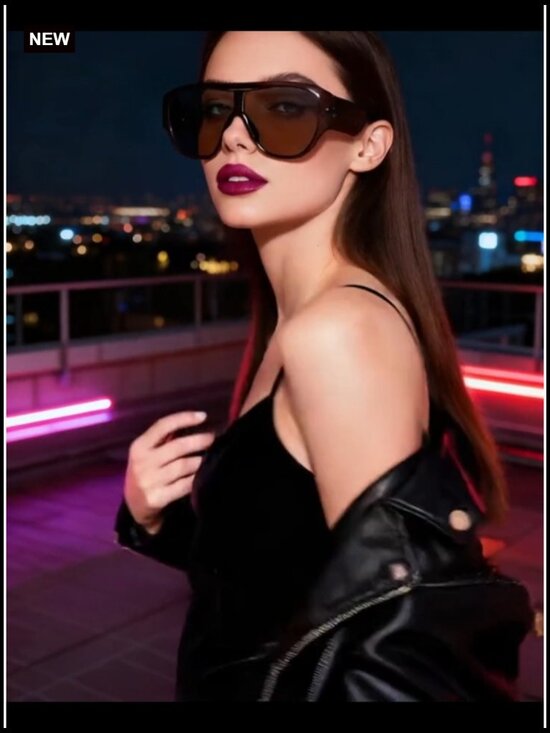 Oversized Pilot Sunglasses Women Big Frame Luxury Round Shades UV400